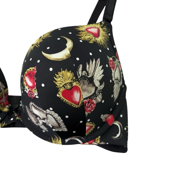 Torrid Curves Womens Bra 40DD Black Sun Moon Push Up Plunge Padded Underwire - Picture 4 of 12